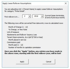 Lease Rollover Assumptions